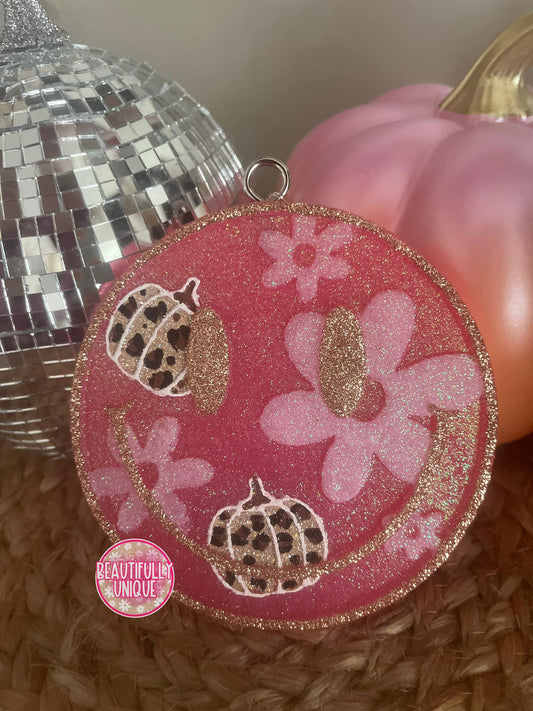 Pink Leopard Fall Smiley