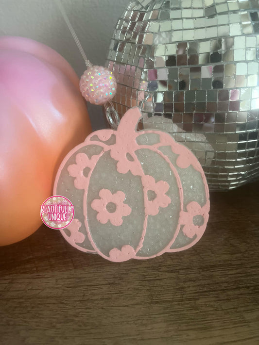 Pink Floral Pumpkin